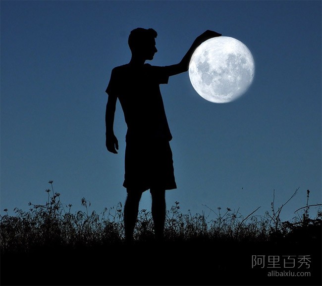 创意照片：一个人玩月亮，大家都可以试试--阿里百秀